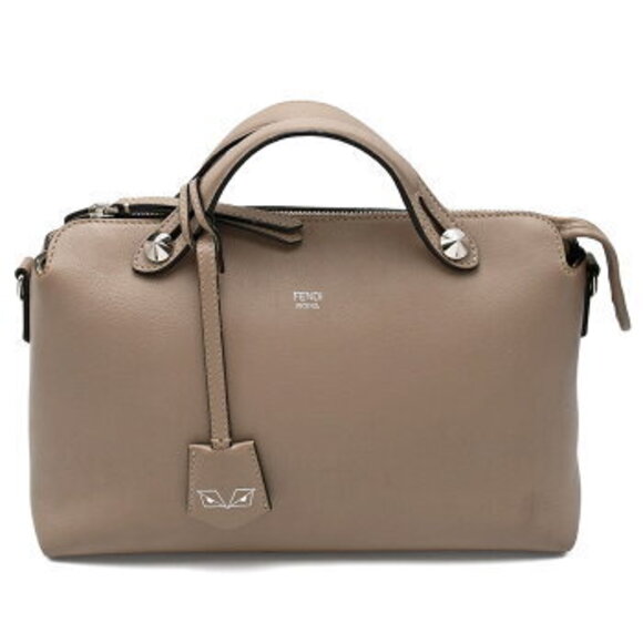 Fendi Handbags - Fendi Boston Shoulder Way By Gray Bag Handbag Leather Beige the Tan